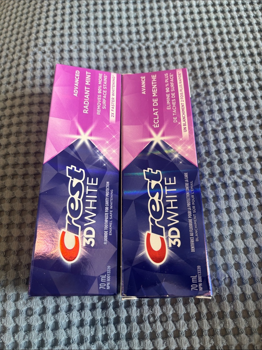 Crest 3D White Advanced Radiant Mint Toothpaste - 2 packs unopened